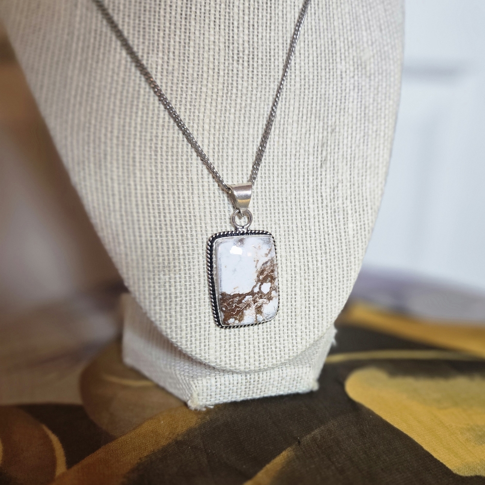 "Sproughted Tree" Silver and Brown Pendant Necklace NWT